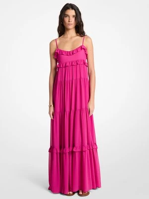 Warstwowa sukienka maxi z falbaniastej żorżety MICHAEL Michael Kors