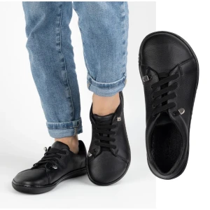 WASAK Buty damskie barefoot minimalistyczne skórzane 0771W czarny groszek czarne