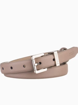 Wąski ciemnobeżowy pasek damski ze skóry naturalnej rozmiar s Puccini