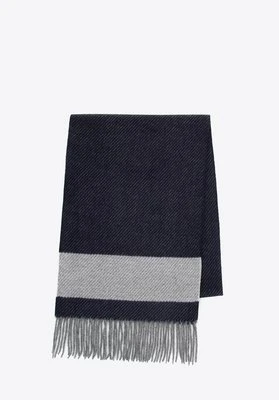 Wąski męski szal z frędzlami fioletowo - szary Wittchen