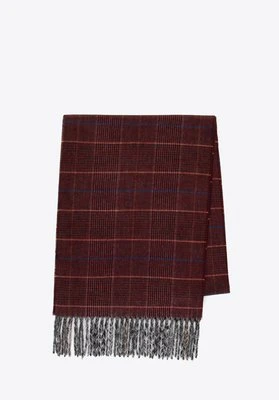 Wąski szal męski z frędzlami bordowy Wittchen