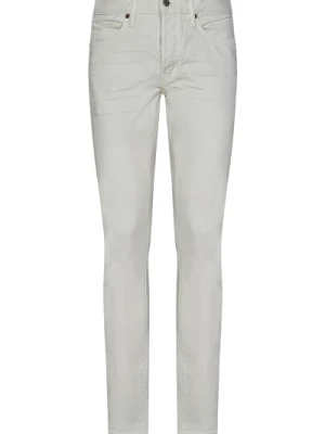 Wąskie białe jeansy z zapięciem na guziki Tom Ford