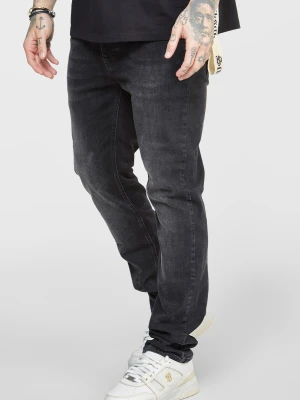 Wąskie czarne jeansy męskie washed SikSilk