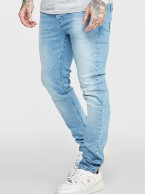 Wąskie jasnoniebieskie jeansy męskie washed SikSilk