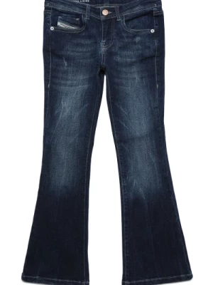 Wąskie jeansy z rozszerzanymi nogawkami i przetarciami Diesel