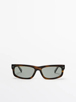Wąskie Okulary Przeciwsłoneczne - Brązowy - - Massimo Dutti - Mężczyzna