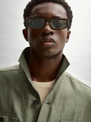 Wąskie Okulary Przeciwsłoneczne - Brązowy - - Massimo Dutti - Mężczyzna