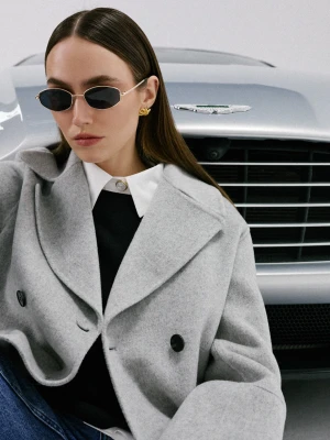 Wąskie okulary przeciwsłoneczne w złotej oprawie TARANKO