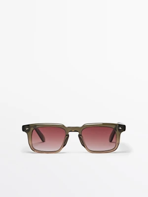 Wąskie Prostokątne Okulary Przeciwsłoneczne - Szarobrązowy - Massimo Dutti - Male