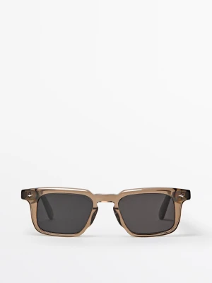 Wąskie Prostokątne Okulary Przeciwsłoneczne - Szary - Massimo Dutti - Male