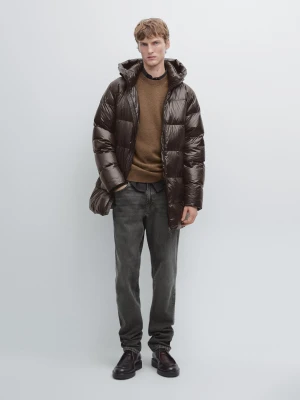 Water-Repellent Down Blend Jacket - Brązowy - - Massimo Dutti - Male