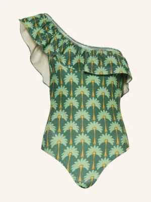 Watercult Stroje Kąpielowe Na Jedno Ramię Tropical Muse Z Falbaną gruen
