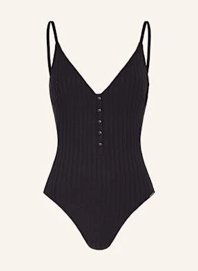 Watercult Strój Kąpielowy Henley Rib schwarz