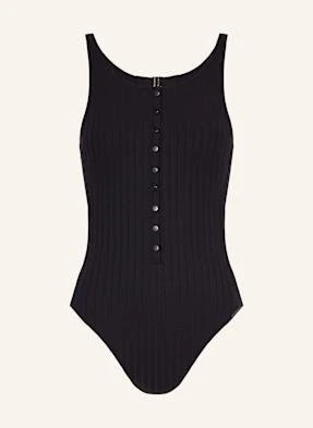 Watercult Strój Kąpielowy Henley Rib schwarz