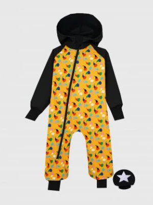 Waterproof Softshell Overall Comfy Black And Yellow Tulips Jumpsuit iELM