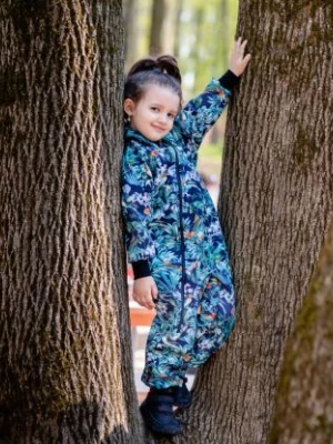 Waterproof Softshell Overall Comfy Flowers And Birds Dark Blue Jumpsuit iELM