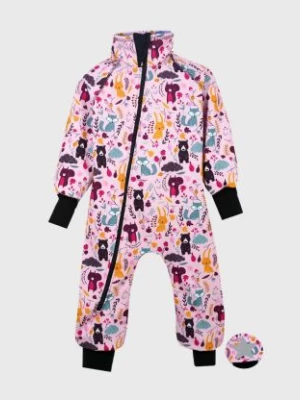 Waterproof Softshell Overall Comfy Forest Animals Pink Bodysuit iELM