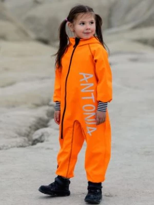 Waterproof Softshell Overall Comfy Neon Orange Striped Cuffs Jumpsuit iELM