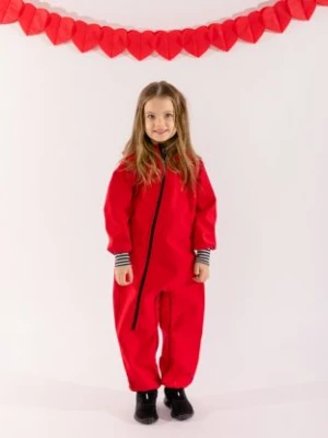 Waterproof Softshell Overall Comfy Red Striped Black/White Cuffs Jumpsuit iELM