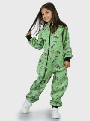 Waterproof Softshell Overall Comfy Tropical Animals Green Jumpsuit iELM