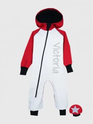 Waterproof Softshell Overall Comfy White/Red Jumpsuit iELM