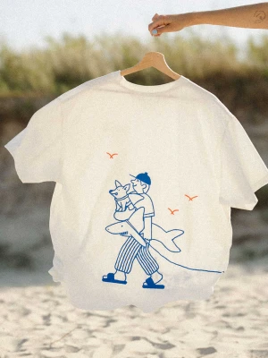Wave Prosto x Petopo t-shirt bawełniany unisex beżowy