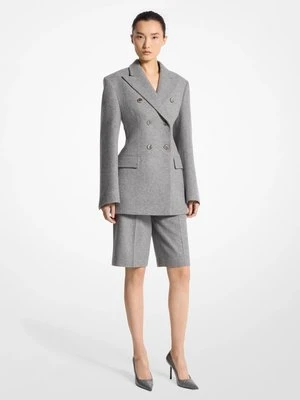 Wcięty w talii dwurzędowy żakiet z gładkiej, ściśle tkanej, wełnianej tkaniny MICHAEL KORS COLLECTION