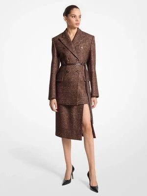 Wcięty w talii tweedowy żakiet dwurzędowy z jedwabiu i wełny MICHAEL KORS COLLECTION