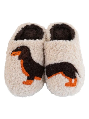 WD lifestyle Kapcie "Dachshund" w kolorze brązowo-kremowo-pomarańczowym rozmiar: M / L