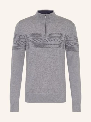 We Norwegians Sweter Typu Troyer Signature Z Wełny Merino grau