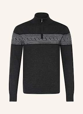 We Norwegians Sweter Typu Troyer Signature Z Wełny Merino schwarz