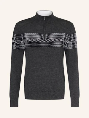 We Norwegians Sweter Typu Troyer Signature Z Wełny Merino schwarz