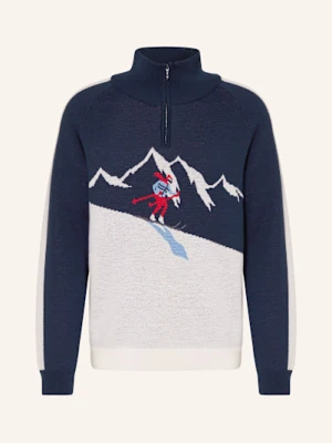 We Norwegians Swetry Typu Troyer Afterski Z Wełny Merino blau