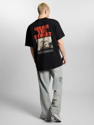 Wear The Street t-shirt oversize bawełniany męski czarny Klasyk