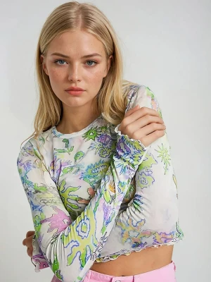 Weekday Koszulka w kolorze białym ze wzorem rozmiar: XS