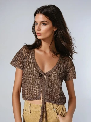 Weekday Koszulka w kolorze ciemnobrązowym rozmiar: S