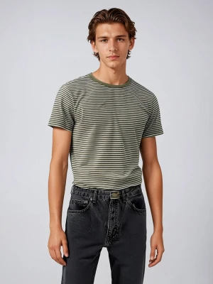 Weekday Koszulka w kolorze oliwkowo-białym rozmiar: XL