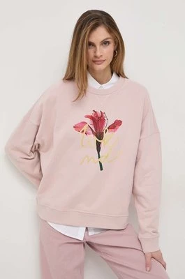 Weekend Max Mara bluza bawełniana damska kolor różowy z nadrukiem 2415921041600