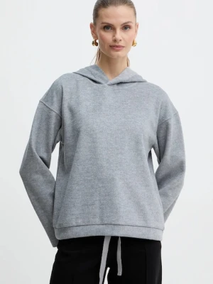Weekend Max Mara bluza z dodatkiem wełny OSCURI damska kolor szary z kapturem gładka 2525926012600