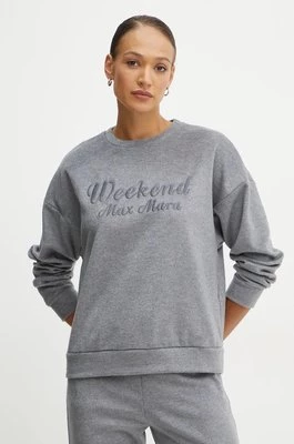 Weekend Max Mara bluza z domieszką wełny kolor szary z aplikacją 2425926032600