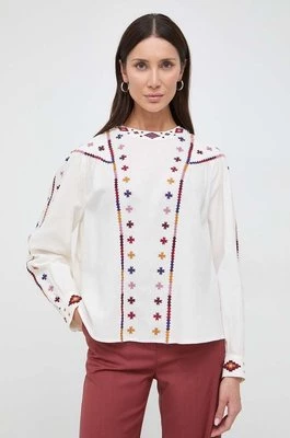 Weekend Max Mara bluzka bawełniana damska kolor beżowy z aplikacją 2415111031600