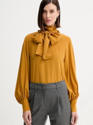 Weekend Max Mara bluzka jedwabna GUIDO damska kolor żółty gładka 2525116036600