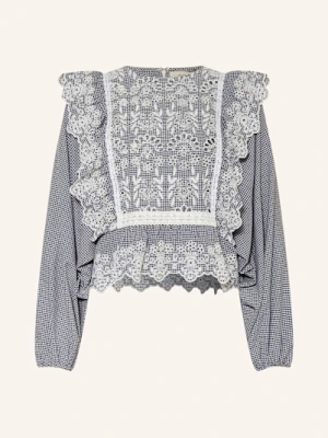 Weekend Max Mara Bluzka Orazio Z Dziurkowaną Koronką blau