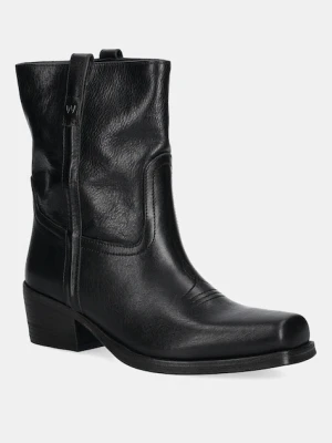 Weekend Max Mara botki skórzane Ranch damskie kolor czarny na słupku 2525796034600
