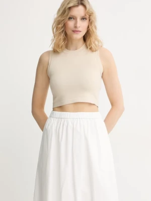Weekend Max Mara crop top damski z wiskozy beżowy