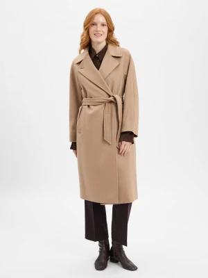 Weekend Max Mara Damski wełniany płaszcz - Resina Kobiety wełna ze strzyży beżowy jednolity,