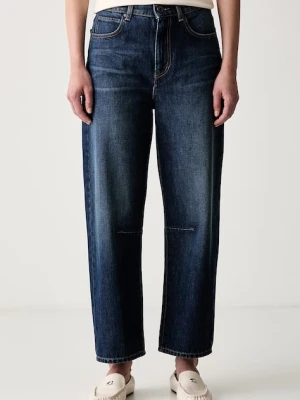 Weekend Max Mara jeansy barrel damskie WKDCADUCA granatowy