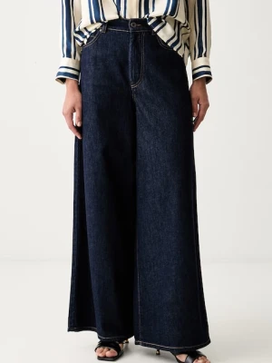 Weekend Max Mara jeansy wide leg damskie WKDZATTERA granatowy