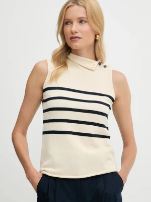 Weekend Max Mara kamizelka bawełniana TROFEO damski kolor beżowy lekki z półgolfem 2525366121600