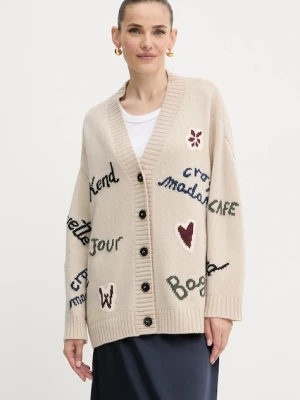 Weekend Max Mara kardigan wełniany BELGIO damski kolor beżowy ciepły 2525346082600